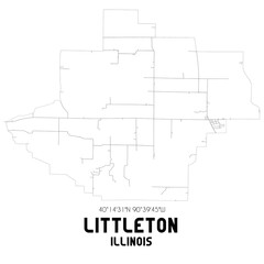 Littleton Illinois. US street map with black and white lines.