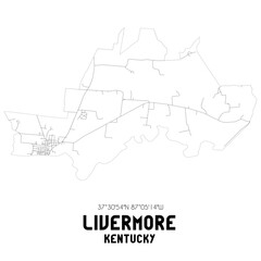 Livermore Kentucky. US street map with black and white lines.