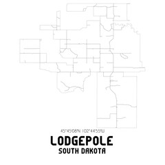 Lodgepole South Dakota. US street map with black and white lines.