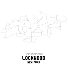 Lockwood New York. US street map with black and white lines.
