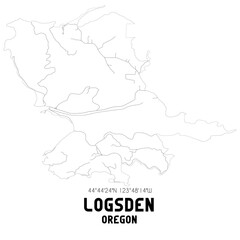 Logsden Oregon. US street map with black and white lines.