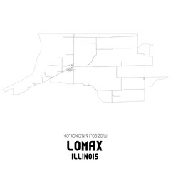 Lomax Illinois. US street map with black and white lines.