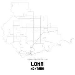 Loma Montana. US street map with black and white lines.