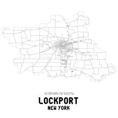 Lockport New York. US street map with black and white lines.
