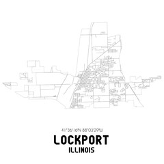 Lockport Illinois. US street map with black and white lines.