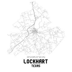 Lockhart Texas. US street map with black and white lines.