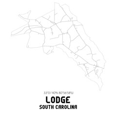 Lodge South Carolina. US street map with black and white lines.