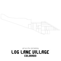 Log Lane Village Colorado. US street map with black and white lines.