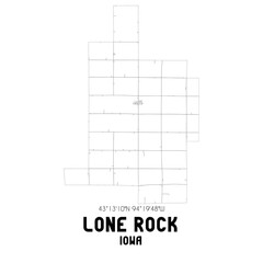 Lone Rock Iowa. US street map with black and white lines.