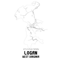 Logan West Virginia. US street map with black and white lines. - obrazy, fototapety, plakaty