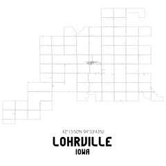 Lohrville Iowa. US street map with black and white lines.