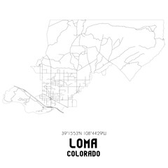 Loma Colorado. US street map with black and white lines.