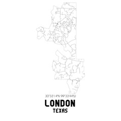 London Texas. US street map with black and white lines.