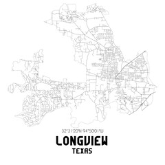 Fototapeta na wymiar Longview Texas. US street map with black and white lines.
