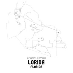 Lorida Florida. US street map with black and white lines.