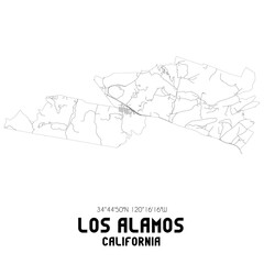 Los Alamos California. US street map with black and white lines.