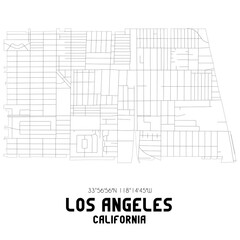 Los Angeles California. US street map with black and white lines.