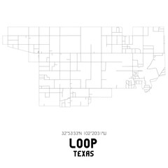 Loop Texas. US street map with black and white lines.