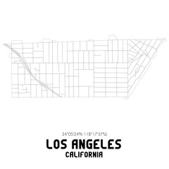 Los Angeles California. US street map with black and white lines.