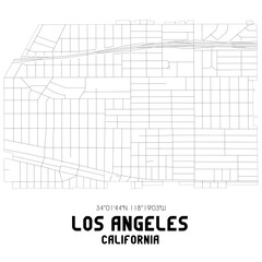 Los Angeles California. US street map with black and white lines.