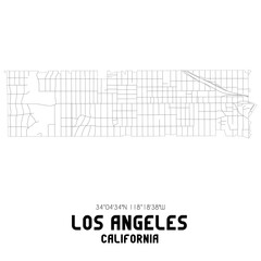 Los Angeles California. US street map with black and white lines.