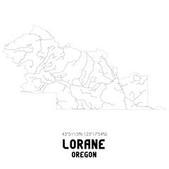 Lorane Oregon. US street map with black and white lines.