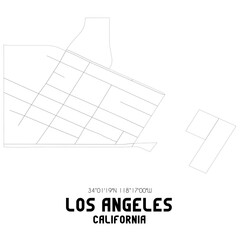 Los Angeles California. US street map with black and white lines.