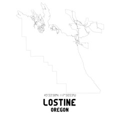 Lostine Oregon. US street map with black and white lines.