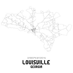 Louisville Georgia. US street map with black and white lines.