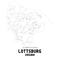 Obraz premium Lottsburg Virginia. US street map with black and white lines.