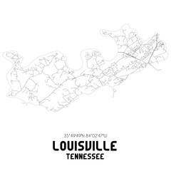 Louisville Tennessee. US street map with black and white lines.