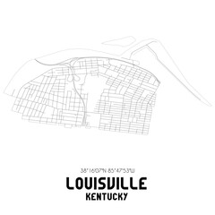 Louisville Kentucky. US street map with black and white lines.