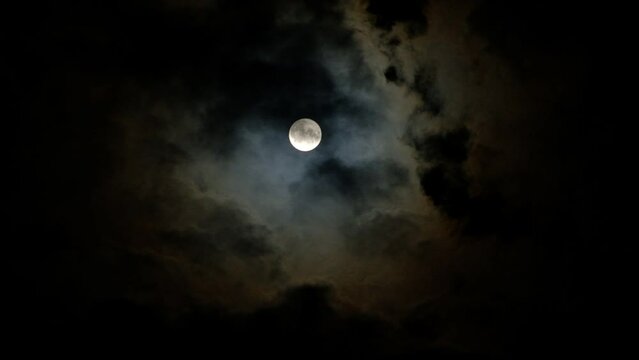 full moon in the cloudy sky