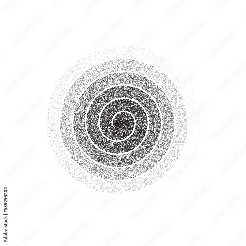 Aufkleber dotted spiral shape. stippled thin helix. sand grain texture swirl or twirl element. dot work spin s