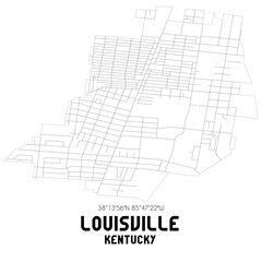 Louisville Kentucky. US street map with black and white lines.