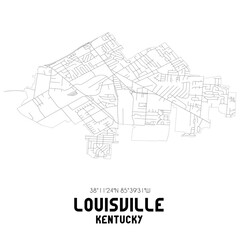 Louisville Kentucky. US street map with black and white lines.