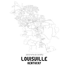 Fototapeta na wymiar Louisville Kentucky. US street map with black and white lines.