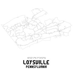 Loysville Pennsylvania. US street map with black and white lines.
