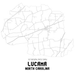 Lucama North Carolina. US street map with black and white lines.