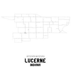 Lucerne Indiana. US street map with black and white lines.