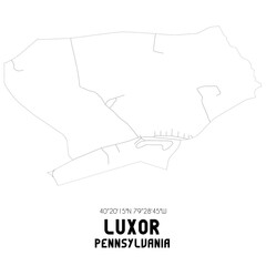 Luxor Pennsylvania. US street map with black and white lines.
