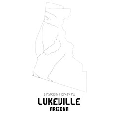 Lukeville Arizona. US street map with black and white lines.