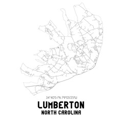 Lumberton North Carolina. US street map with black and white lines.