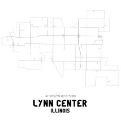 Lynn Center Illinois. US street map with black and white lines.