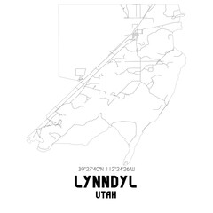 Lynndyl Utah. US street map with black and white lines.