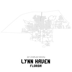 Lynn Haven Florida. US street map with black and white lines.