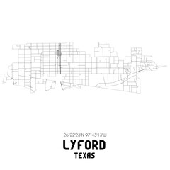 Lyford Texas. US street map with black and white lines.