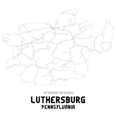 Luthersburg Pennsylvania. US street map with black and white lines.