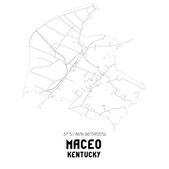 Maceo Kentucky. US street map with black and white lines.