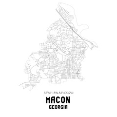 Macon Georgia. US street map with black and white lines.
